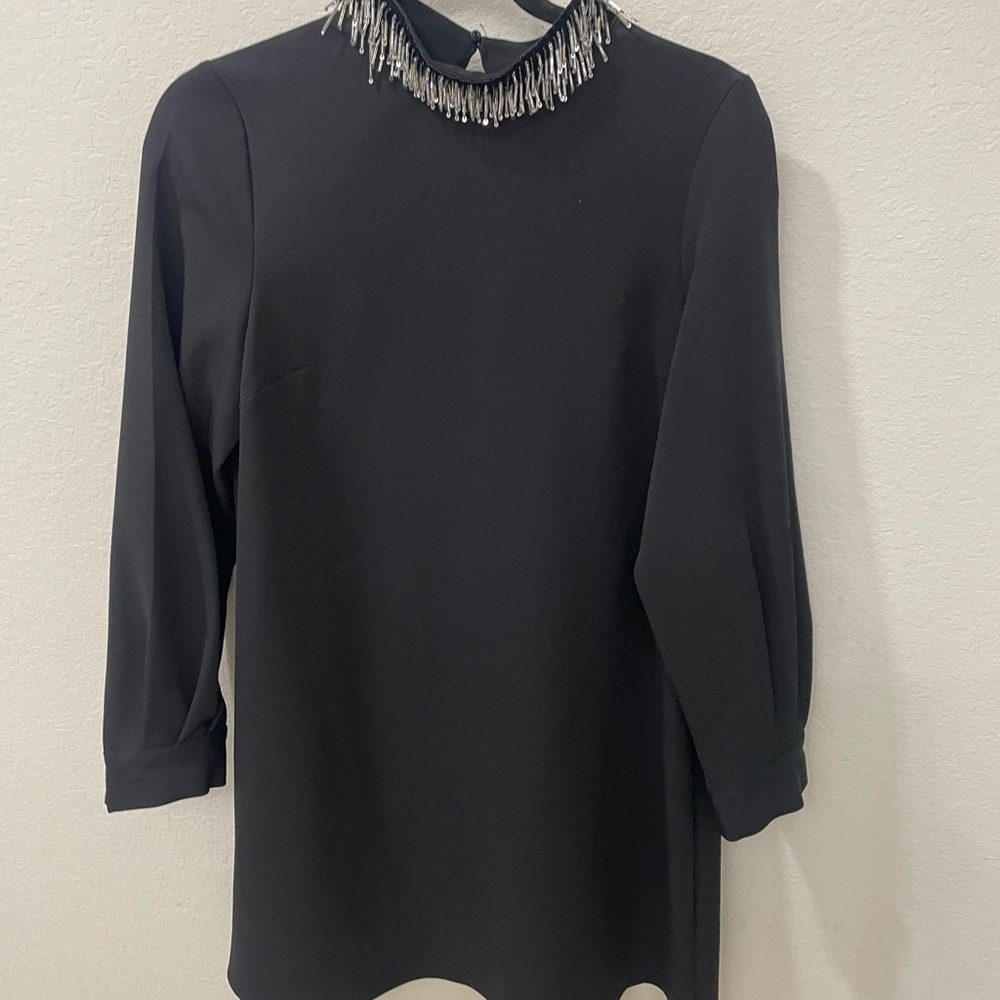 Zara Black Blouse with Silver Detailing